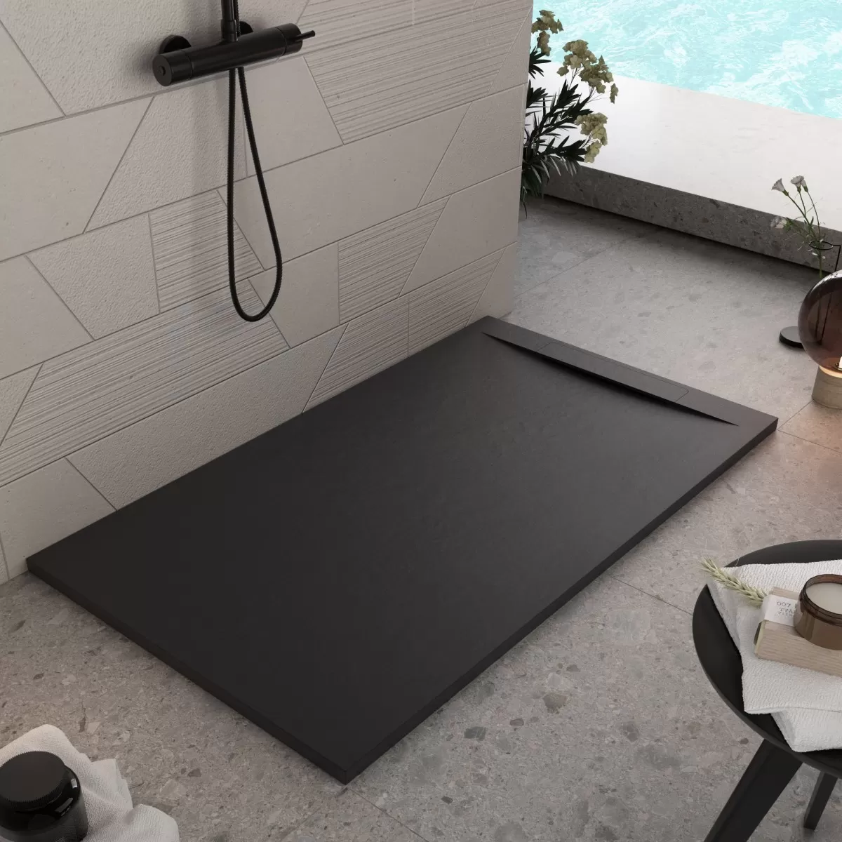 Piatto Doccia Mineralmarmo effetto pietra colore Nero Venice