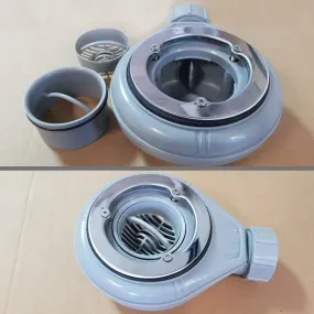 Receveur de douche en marbre minéral effet pierre fabriqué en Italie, évacuation centrale de couleur anthracite, modèle Amalfi