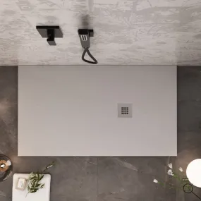 Receveur de douche en marbre minéral finition ardoise avec effet pierre gris clair