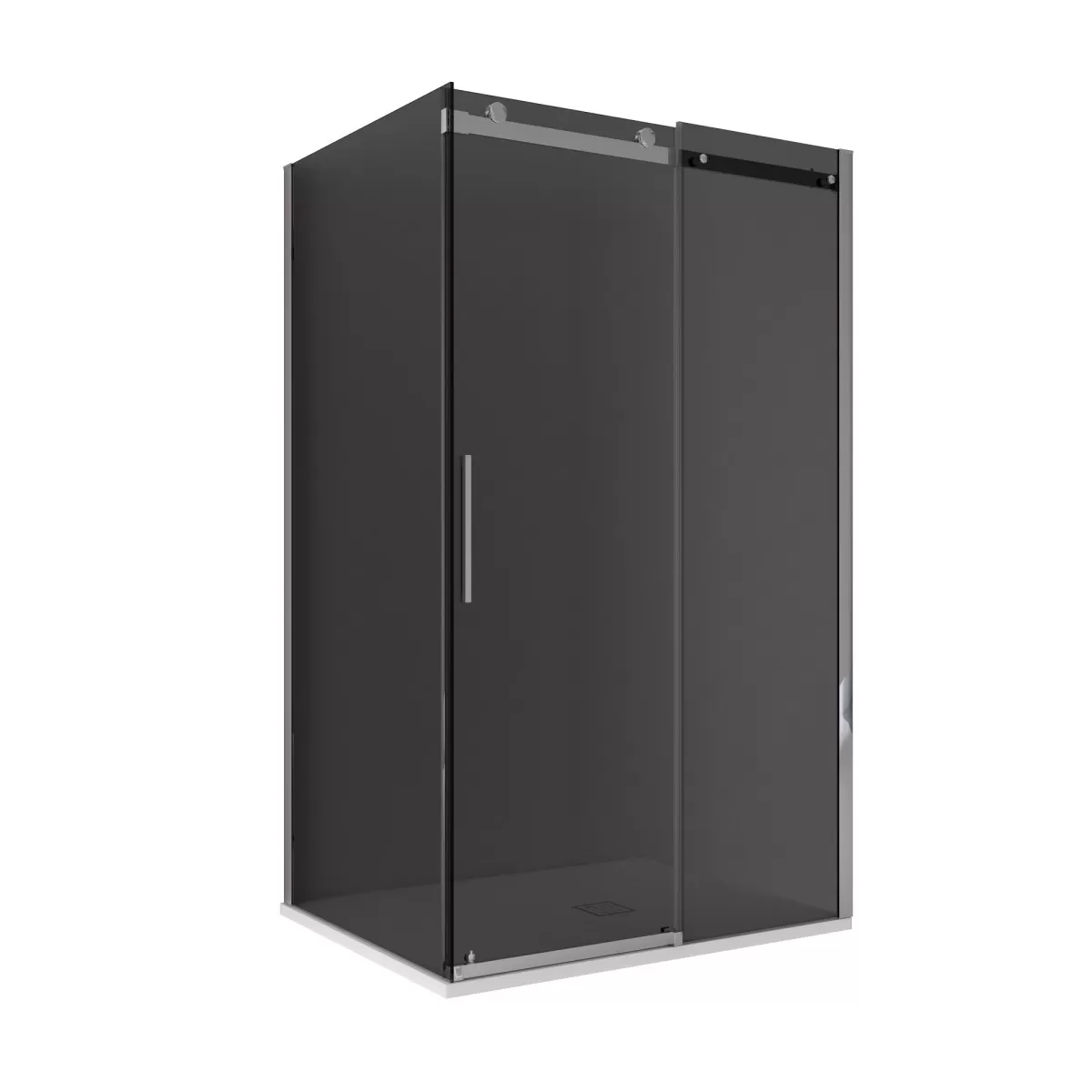 Cabine de douche avec porte coulissante, verre anticalcaire fumé de 8 mm avec fermeture magnétique