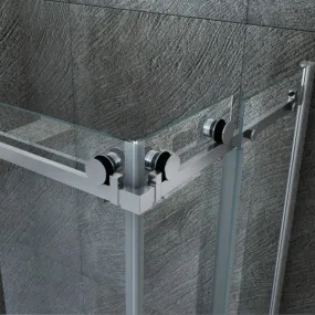 Duschabtrennung 2 Seiten Schiebeöffnung ohne transparente Profile 8mm Höhe H 195cm