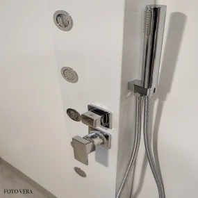 Douche d'hydromassage en acier brossé blanc saphir