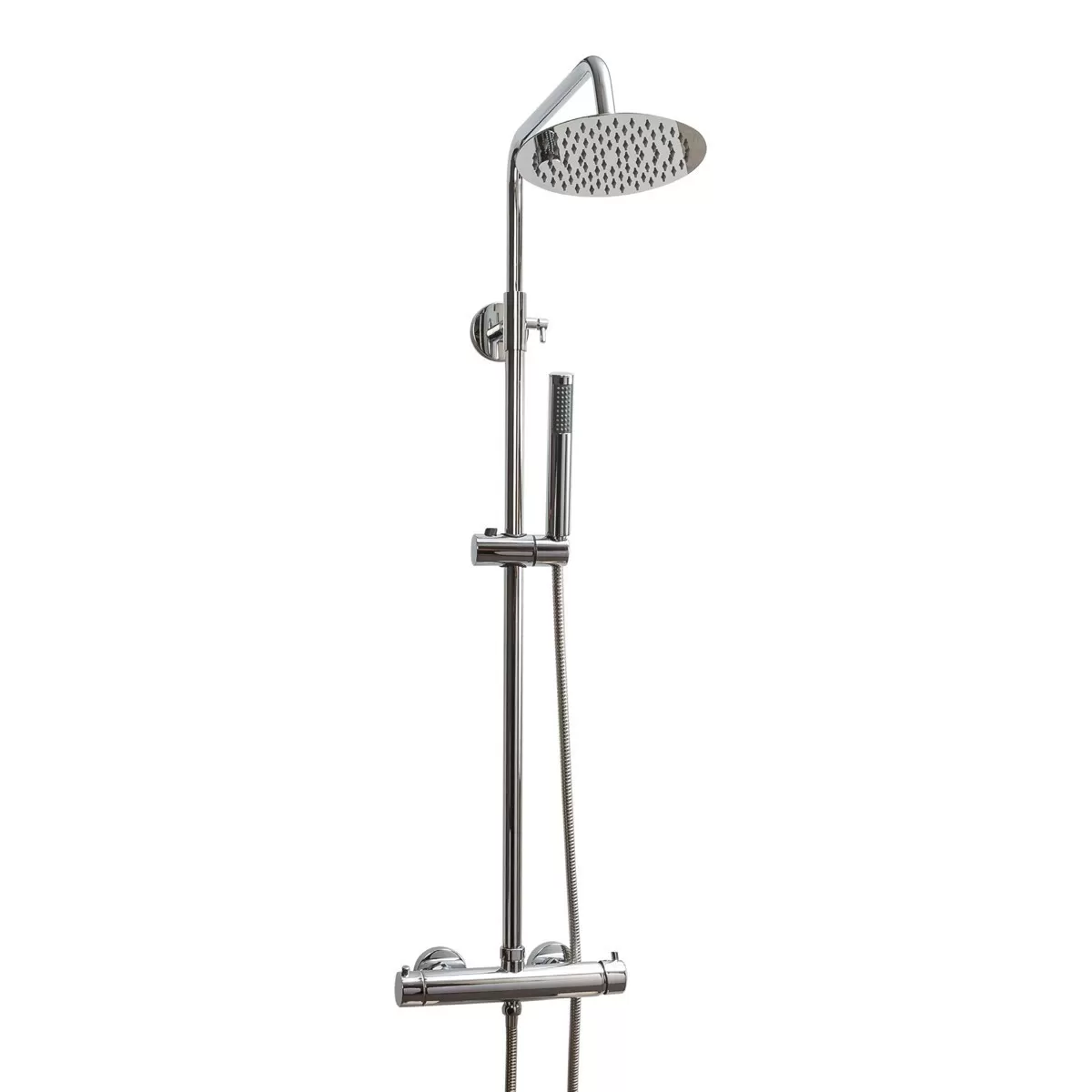Thermostatische Duschsäule mit rundem 20-cm-Duschkopf und Easy-Handbrause