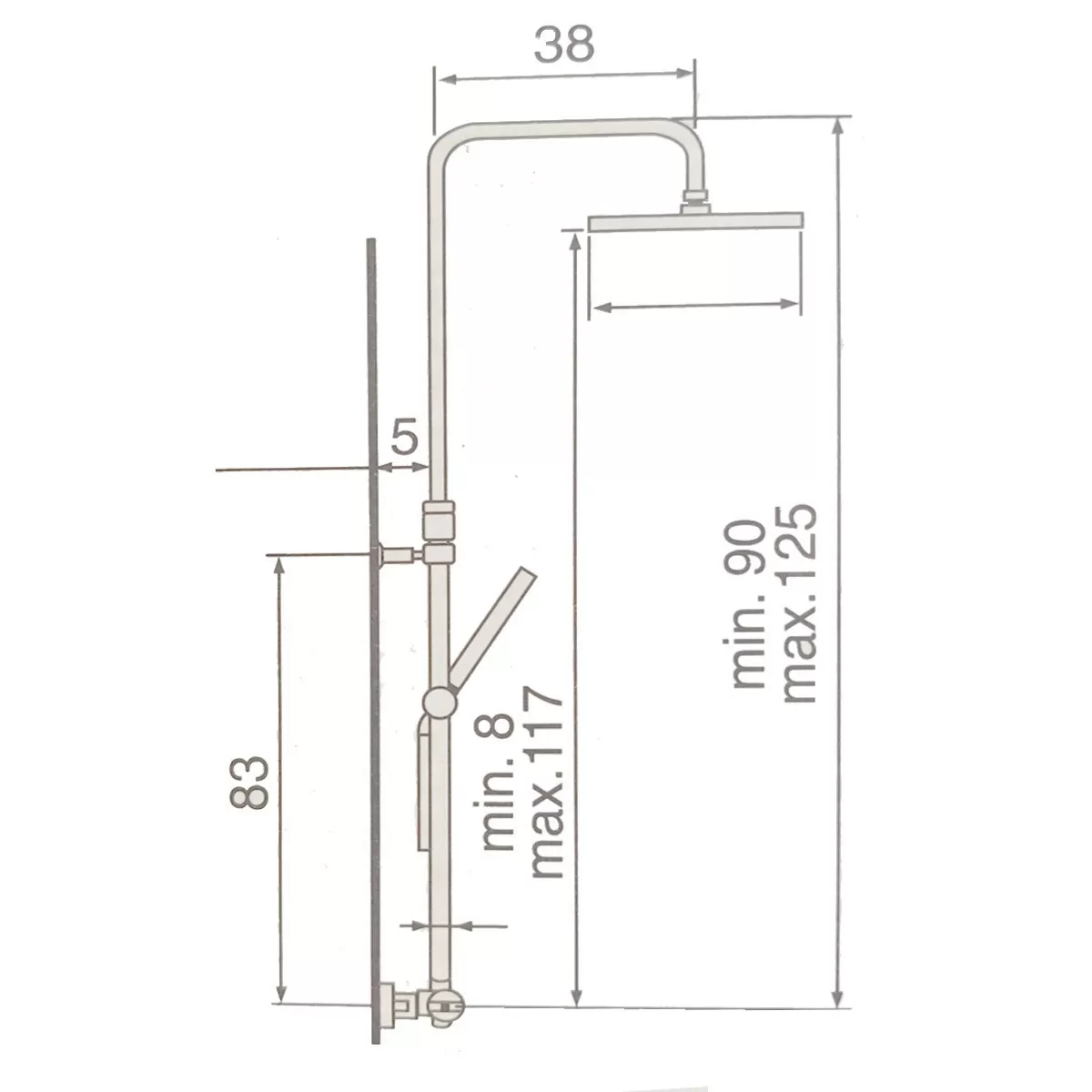 Thermostatische Duschsäule mit rundem 20-cm-Duschkopf und Easy-Handbrause