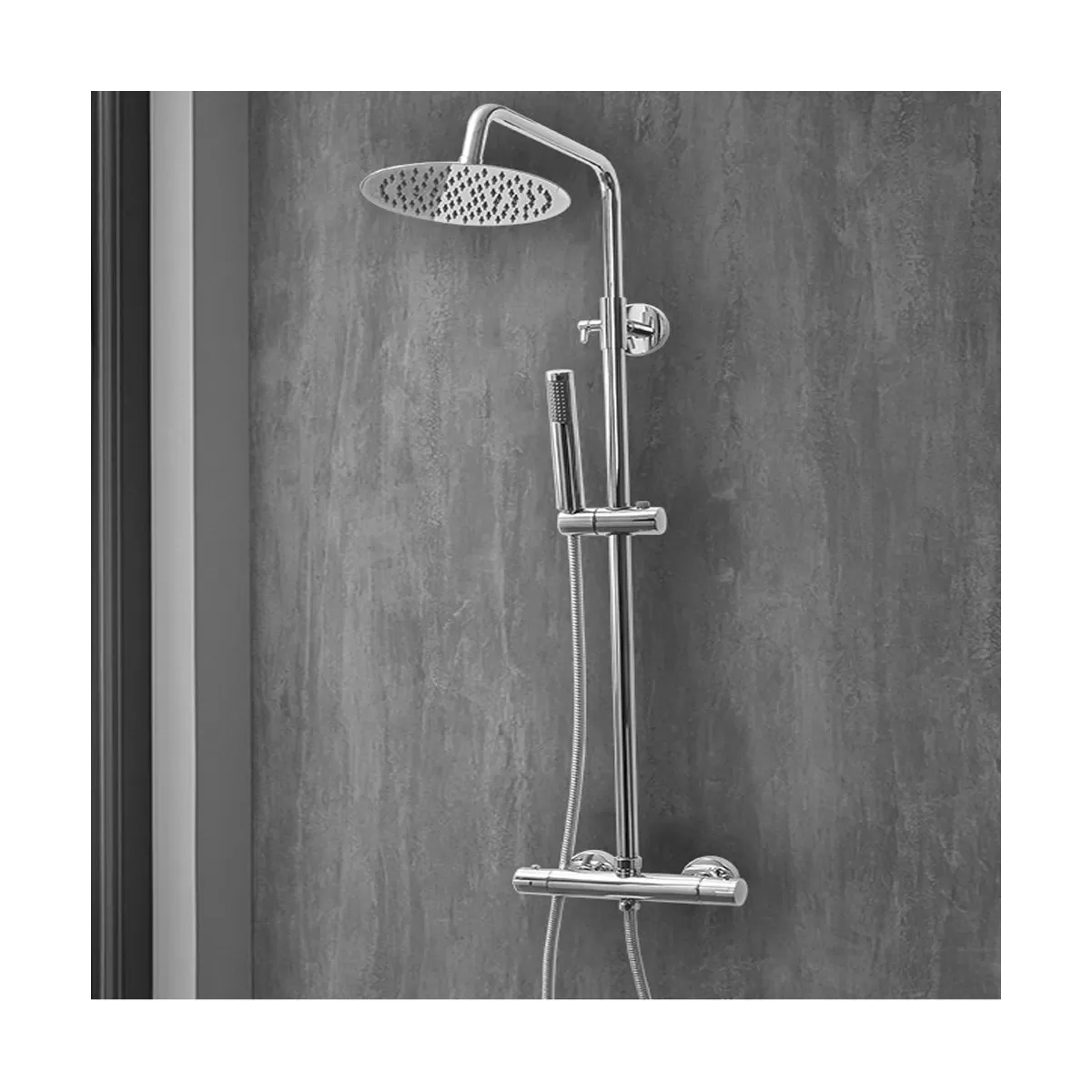 Colonne de douche thermostatique Pomme de douche ronde 20cm et douchette Easy