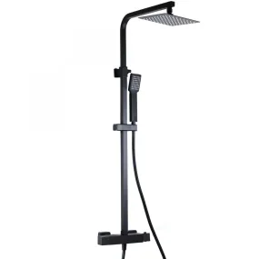Mattschwarze thermostatische Duschsäule mit 20 Duschköpfen und Handbra