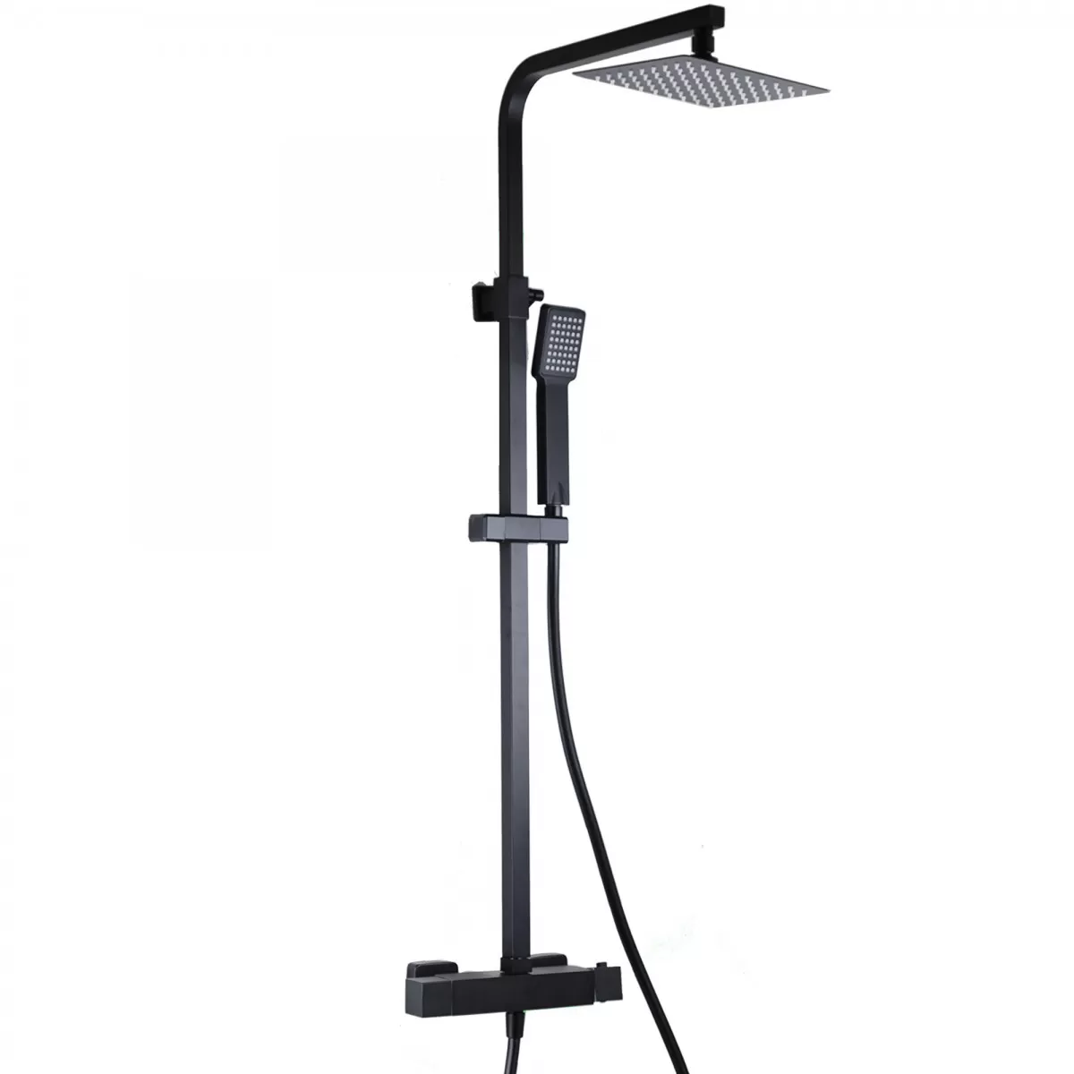 Colonna Doccia Termostatica nero opaco soffione 20x20 e doccetta Noir