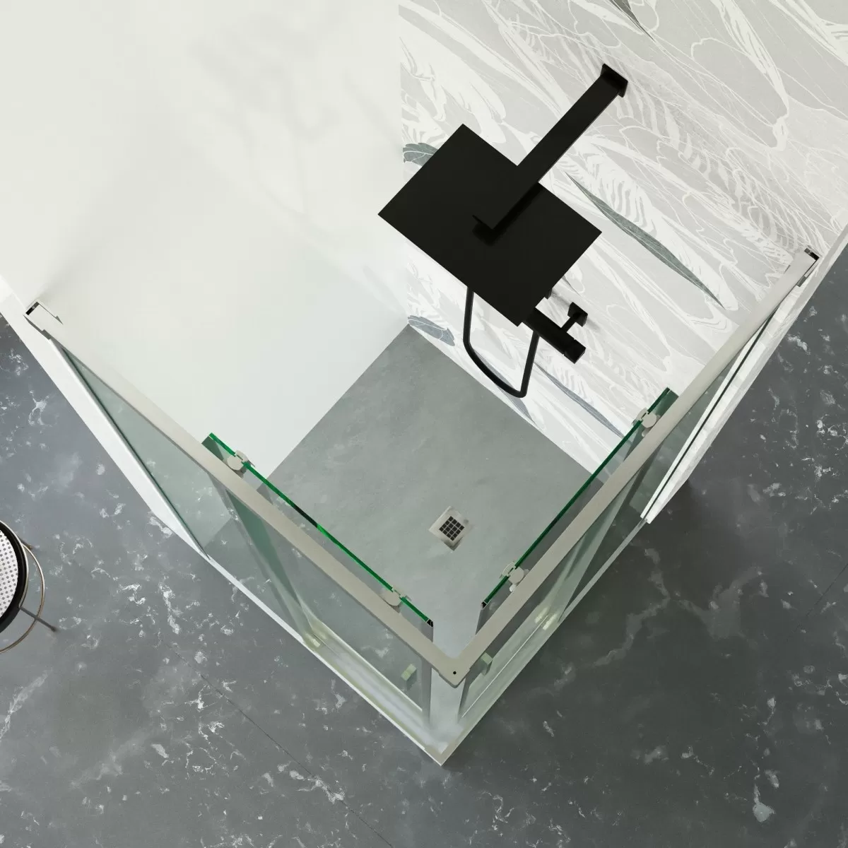 Duschabtrennung 2 Seiten Doppelschiebetür Transparent Antikalk 6mm H195 Xena