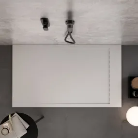 Receveur de douche unique en marbre minéral à grille latérale blanche