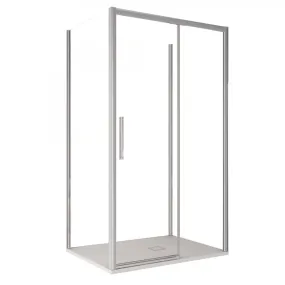 Dreiseitige Duschabtrennung mit Lago-Schiebetür mit 6 mm Antikalkglas H195 cm
