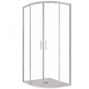Cabine de douche semi-circulaire avec double porte coulissante, cristal anticalcaire transparent 6mm Athena