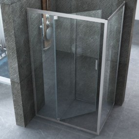 Cabine de douche 2 faces Charnière intérieure et extérieure 6mm H190 transparente