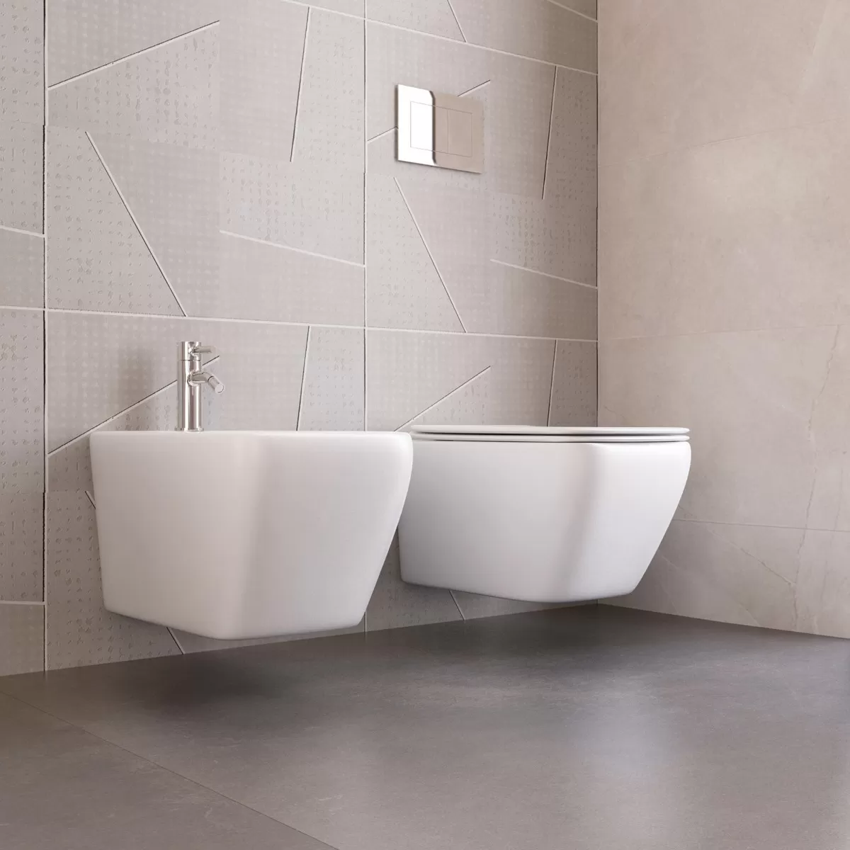 Sanitaire suspendu en céramique blanche avec couvercle d'embrayage Qubo