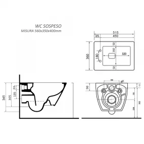 Sanitari Sospesi Filomuro in ceramica bianca con copri vaso frizionato Qubo