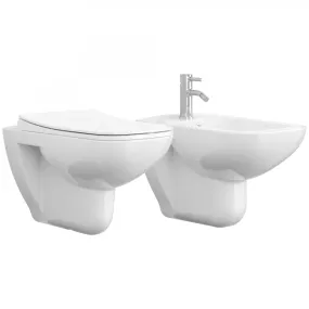 Sanitari Sospesi Filo Muro in ceramica bianca con copri vaso frizionato Glam