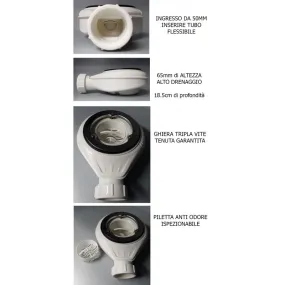 Receveur de douche Scrico drain marbre minéral gris clair modèle Roma, receveur de douche résine marbre vente en ligne