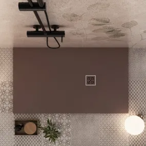 Receveur de douche en marbre minéral marron modèle Roma