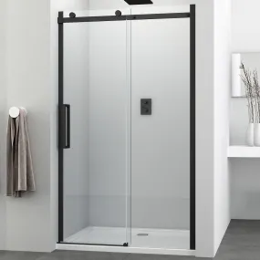 Transparente Antikalk-Duschschiebetür 8mm schwarze Profile H200 Schwarz