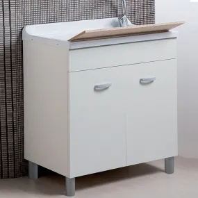 Mobile lavanderia bianco opaco 80x50 con lavabo in ABS