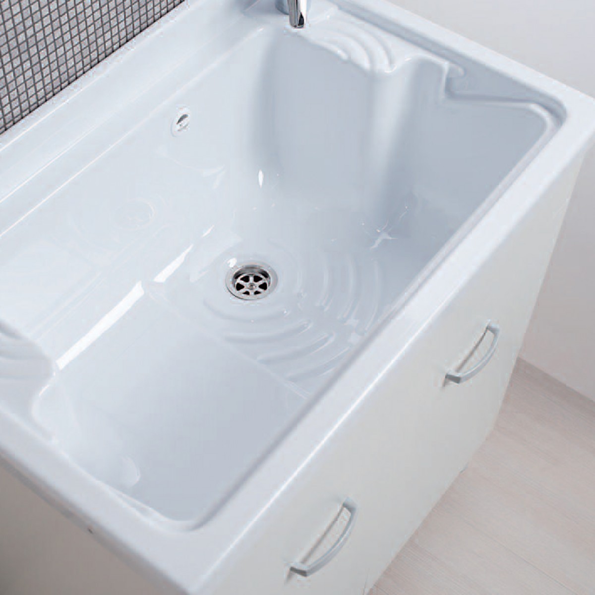 Meuble buanderie blanc mat 80x50 avec vasque ABS