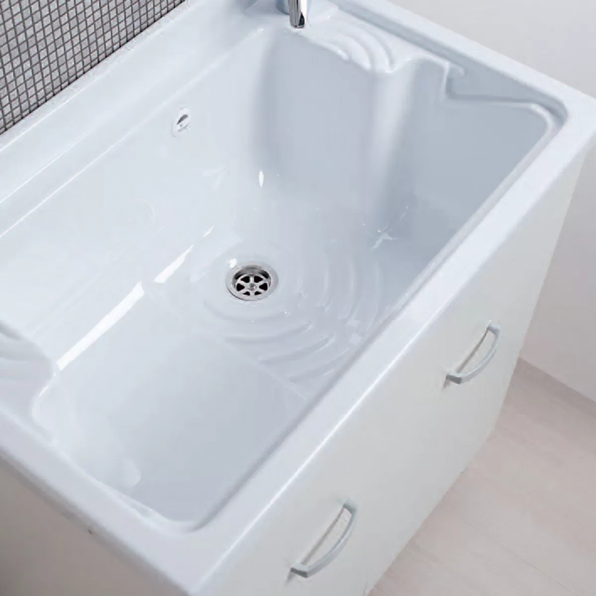 Mobile lavanderia bianco opaco 80x50 con lavabo in ABS