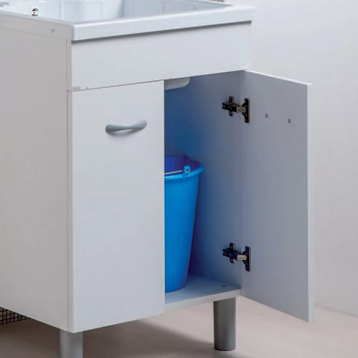 Mobile lavanderia bianco opaco 60x60 o 60x50 con lavabo in ABS