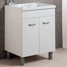 Mobile lavanderia bianco opaco 60x60 o 60x50 con lavabo in ABS