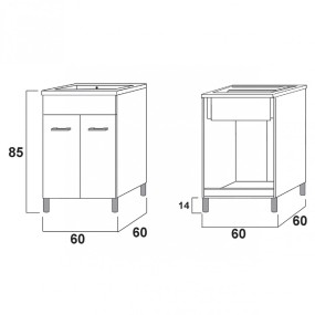 Meuble buanderie blanc mat 60x60 ou 60x50 avec vasque ABS