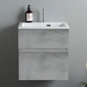 Mobile lavanderia sospeso di design colore Cemento con lavandino classico