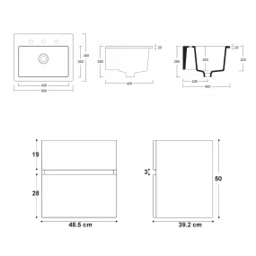 Armoire à linge suspendue design couleur ciment avec évier classique
