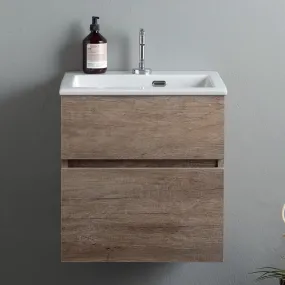 Mobile lavanderia sospeso di design colore Olmo Naturale con lavandino classico
