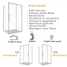 Box doccia 2 lati scorrevole Anticalcare 8mm H200 Osiride