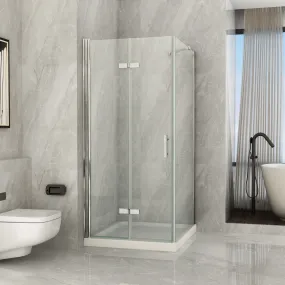 Duschabtrennung 2 Seiten mit transparenter Buchöffnung 8mm H195 Flex