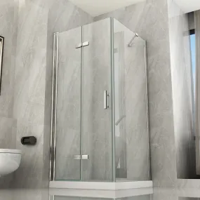 Duschabtrennung 2 Seiten mit transparenter Buchöffnung 8mm H195 Flex