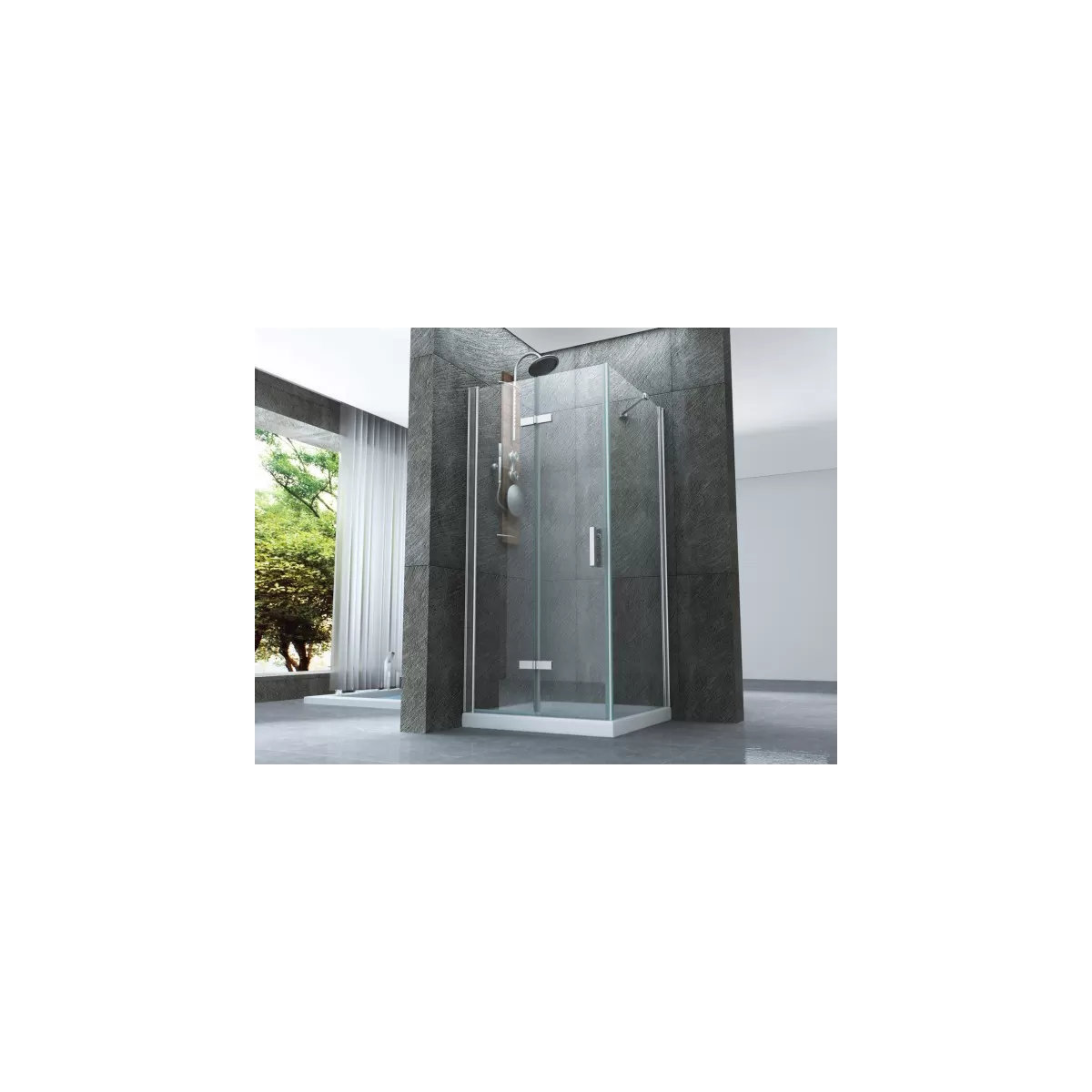 Duschabtrennung 2 Seiten mit transparenter Buchöffnung 8mm H195 Flex