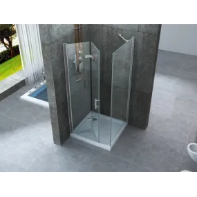 Duschabtrennung 2 Seiten mit transparenter Buchöffnung 8mm H195 Flex