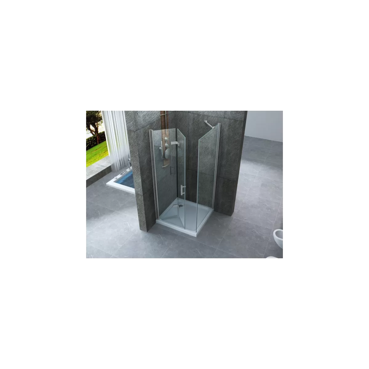 Duschabtrennung 2 Seiten mit transparenter Buchöffnung 8mm H195 Flex