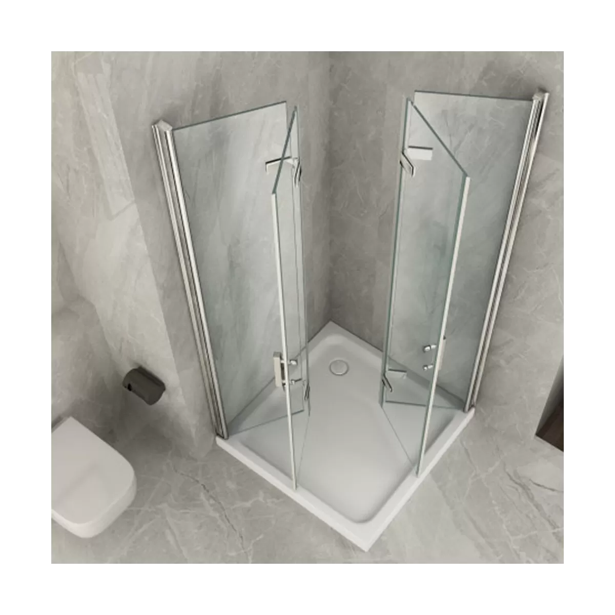 Cabine de douche double porte pliante Duo Flex Crystal 8mm transparent