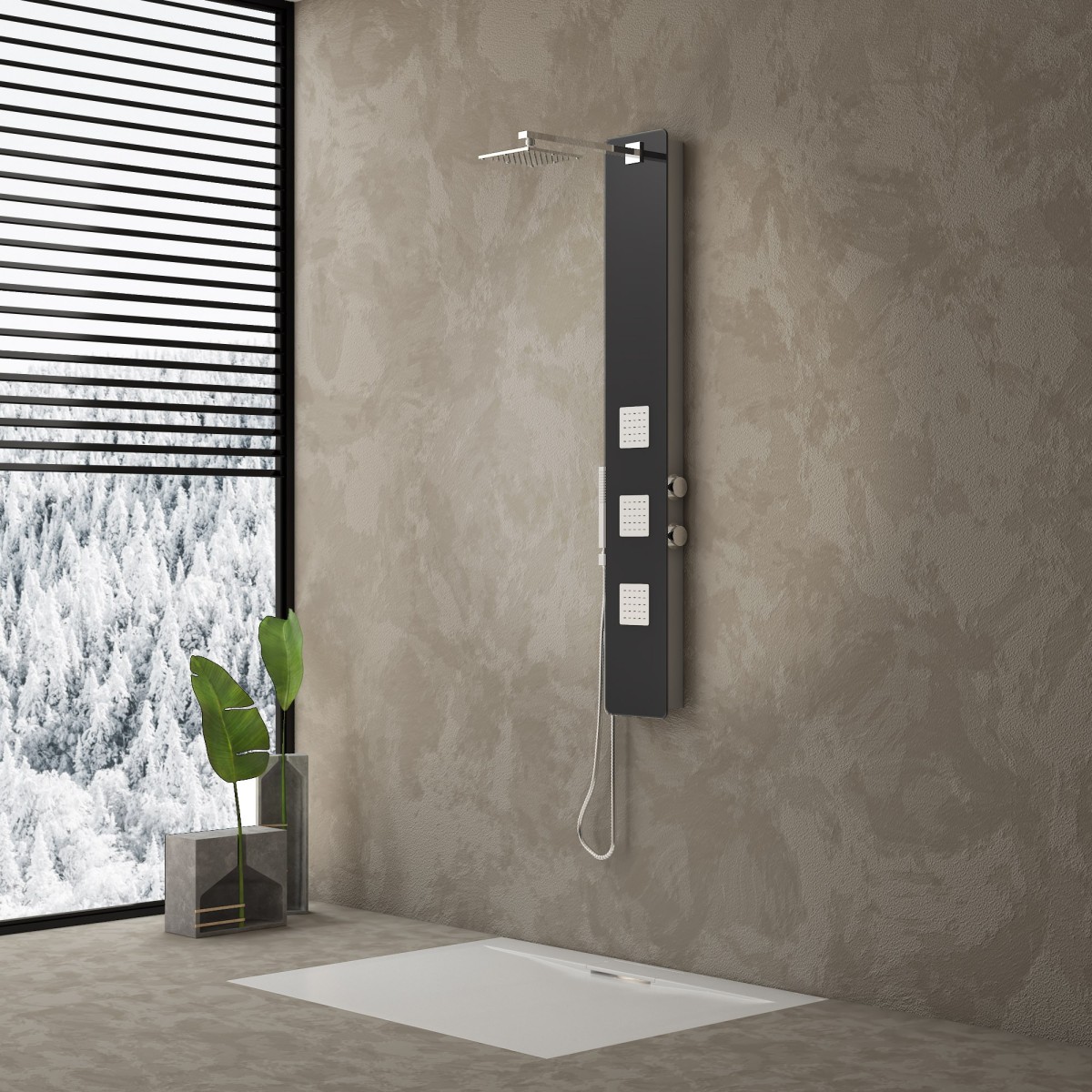 Colonne de douche hydromassante KRYSTAL avec douchette et pomme de douche intégrée