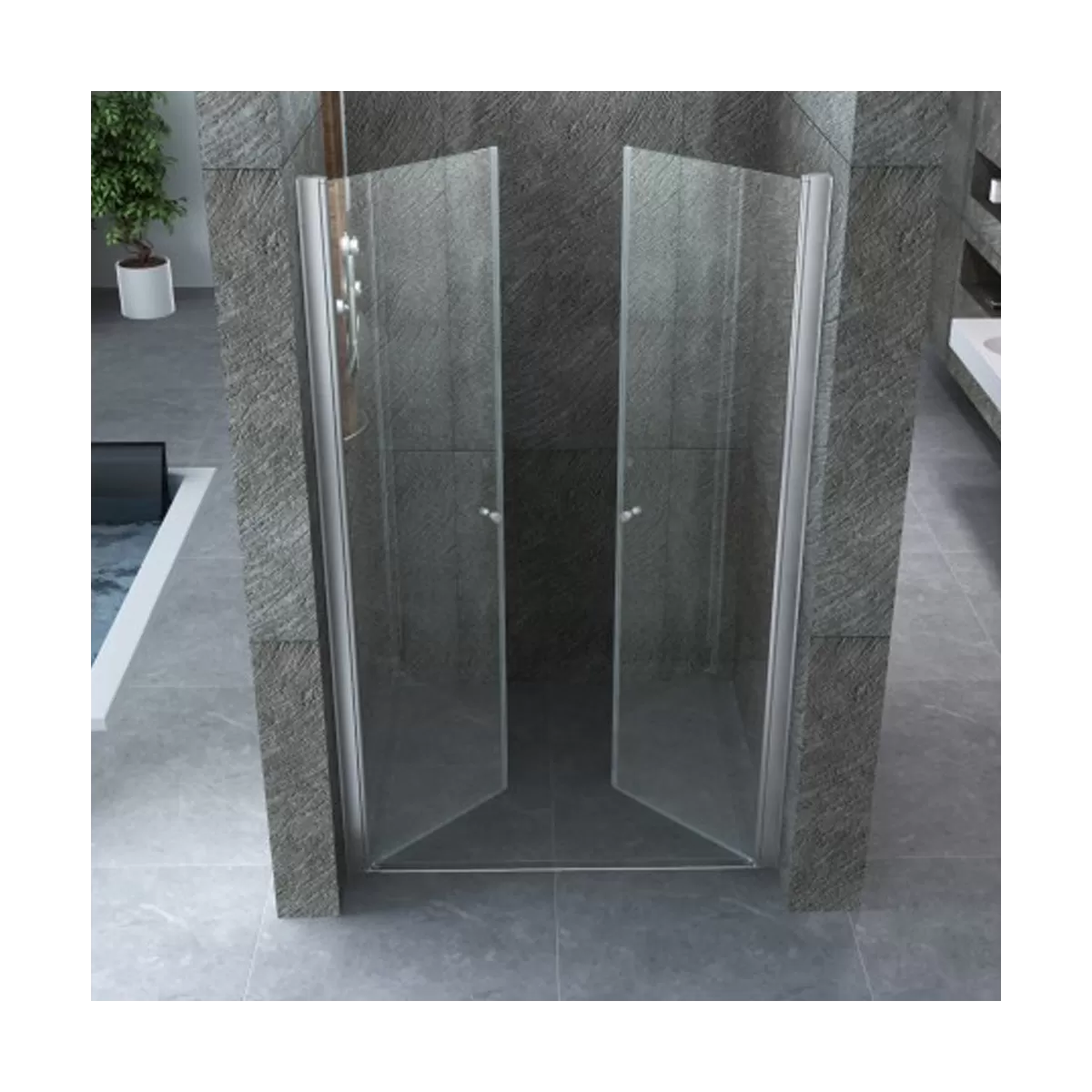 Porte de douche carrée transparente 8mm H195 Moon