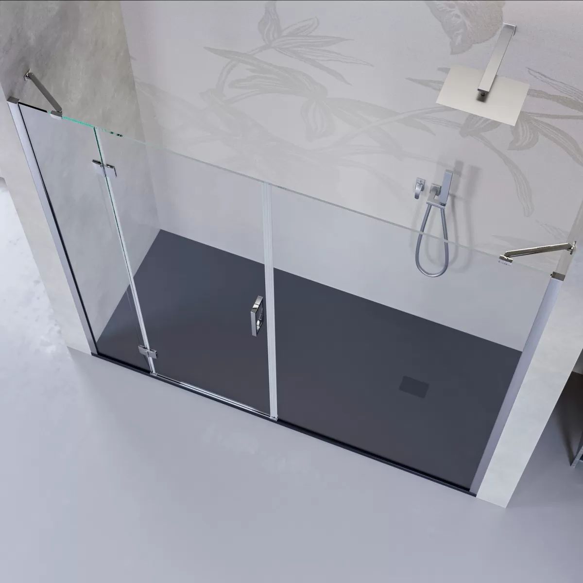 Duschtür Scharnier transparent Antikalk 8mm H195