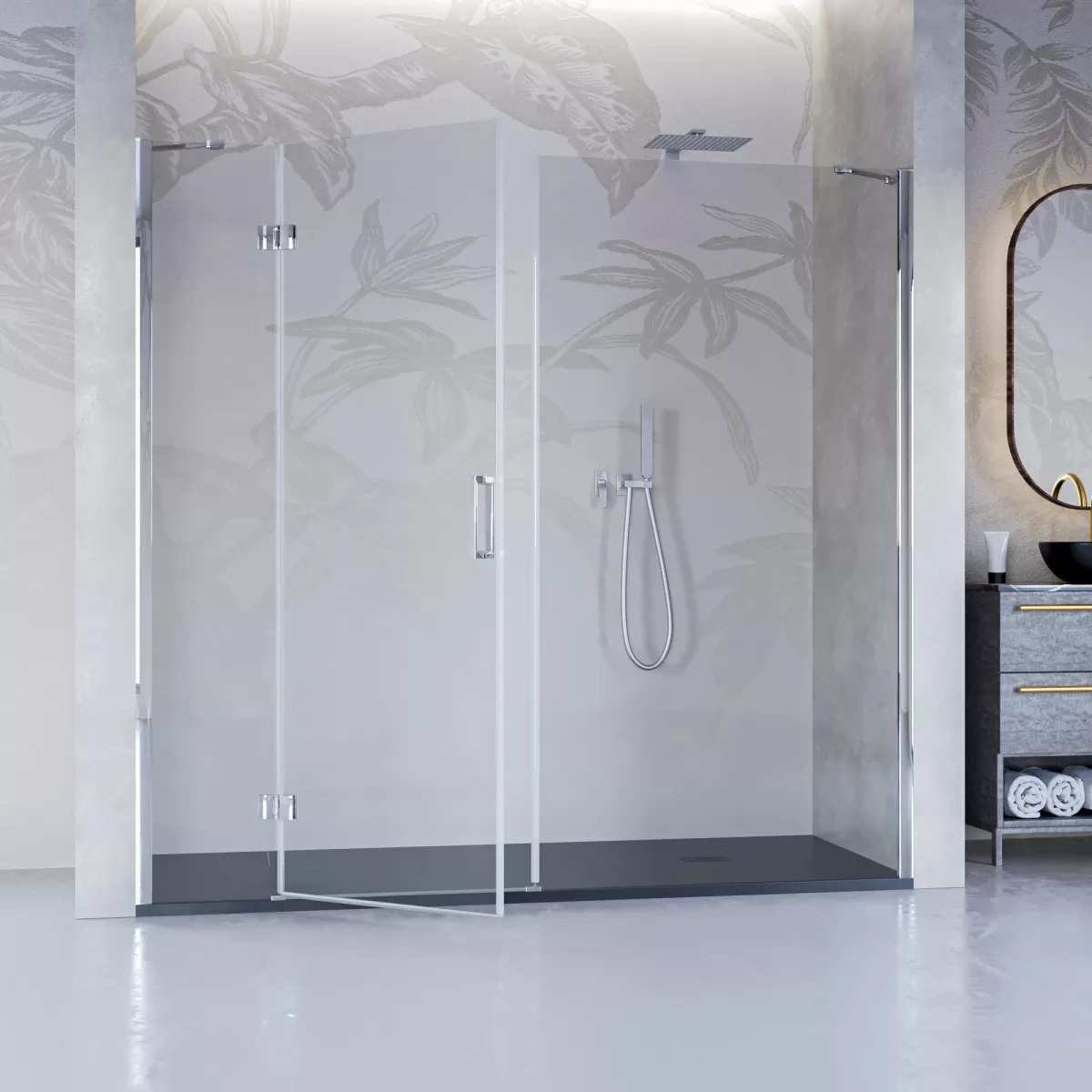 Paroi de douche battante transparente anticalcaire 8mm H195