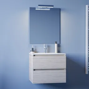 Hängender Badezimmerschrank aus hellem Holz 60 cm mit Schubladen