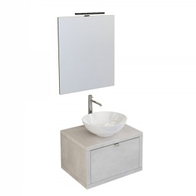 Zementgraue hängende Badezimmermöbel mit Schublade, Spiegel und Domus-Leuchte