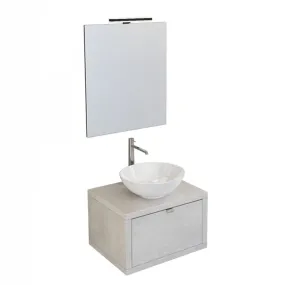 Zementgraue hängende Badezimmermöbel mit Schublade, Spiegel und Domus-Leuchte