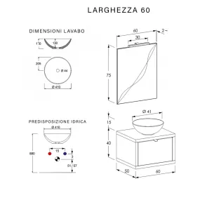 Meuble de salle de bain suspendu gris ciment avec tiroir, miroir et luminaire Domus