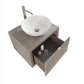 Meuble de salle de bain suspendu Gris foncé avec tiroir, miroir et lumière Domus