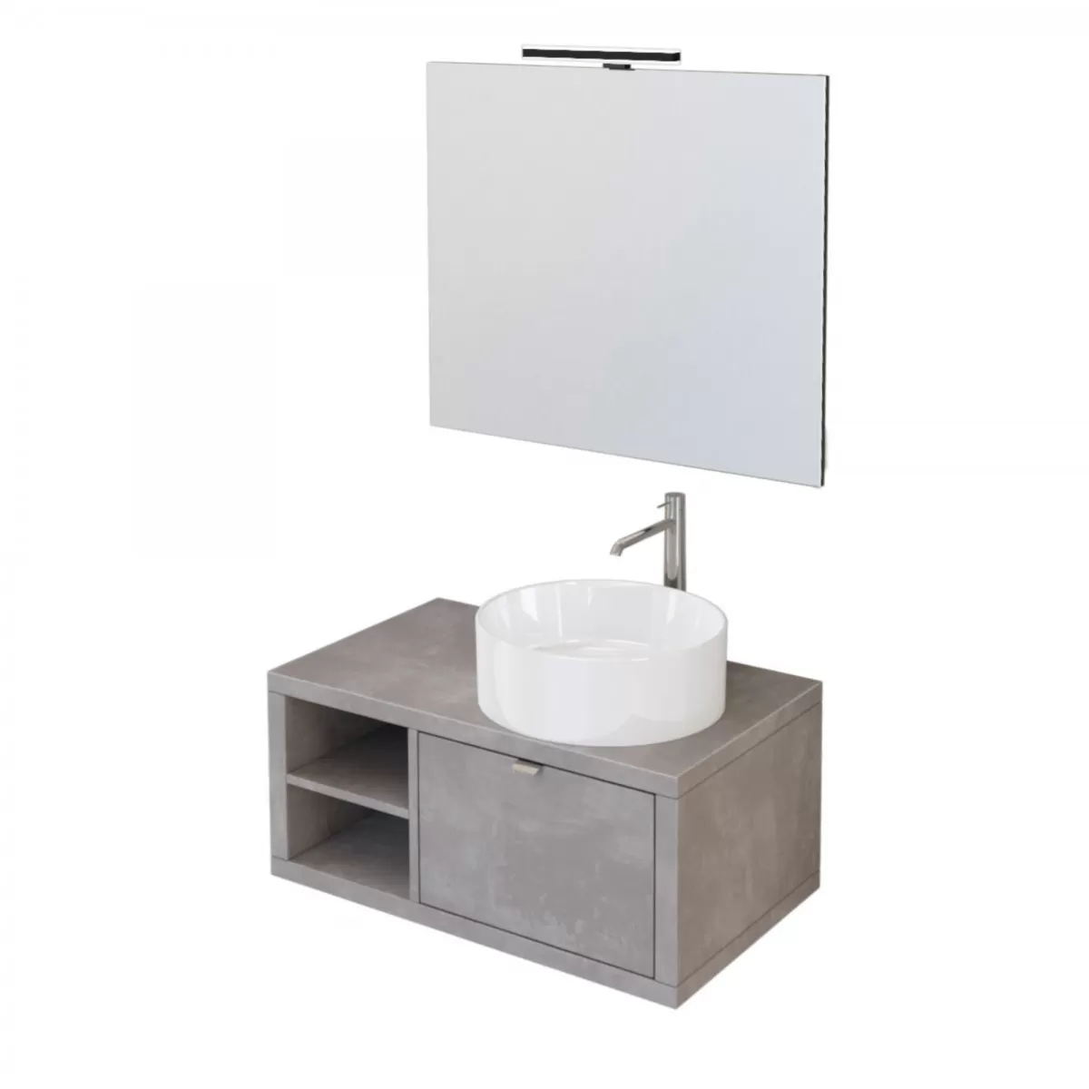 Badezimmer-Hängeschrank in Dunkelgrau 80 cm mit drei sichtbaren Staufächern