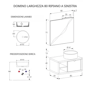 Badezimmer-Hängeschrank in Dunkelgrau 80 cm mit drei sichtbaren Staufächern