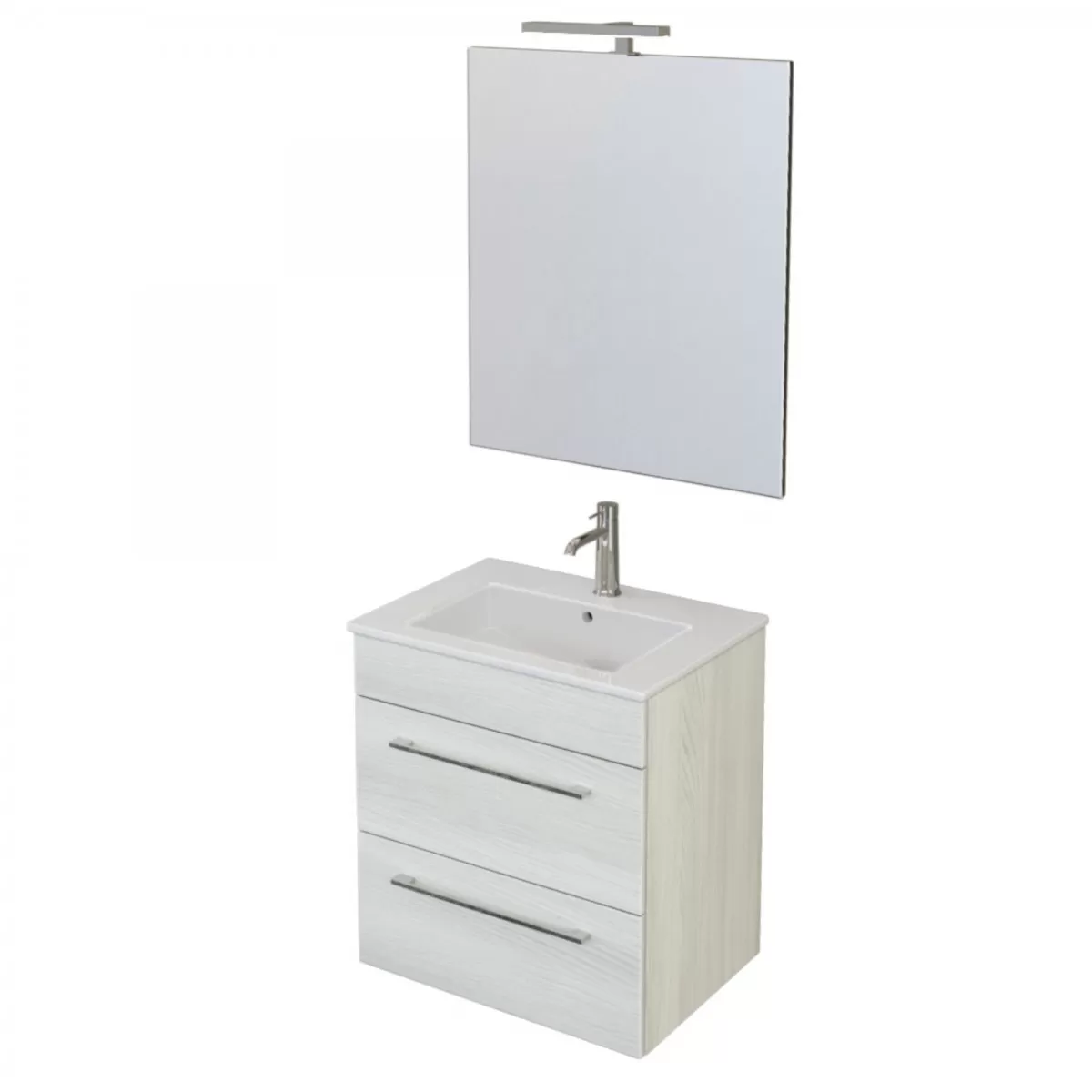 55 cm weißer Badezimmerschrank mit doppelter Facil-Schublade
